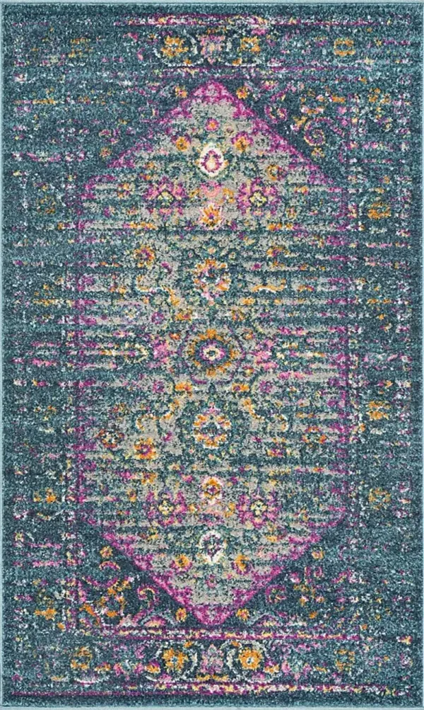 Beltrees Blooms Blue 5'1 x 7'6 Rug