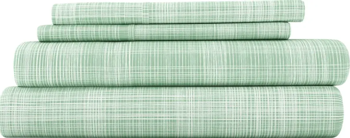 Belden Landing IX Green 4 Pc Queen Bed Sheet Set