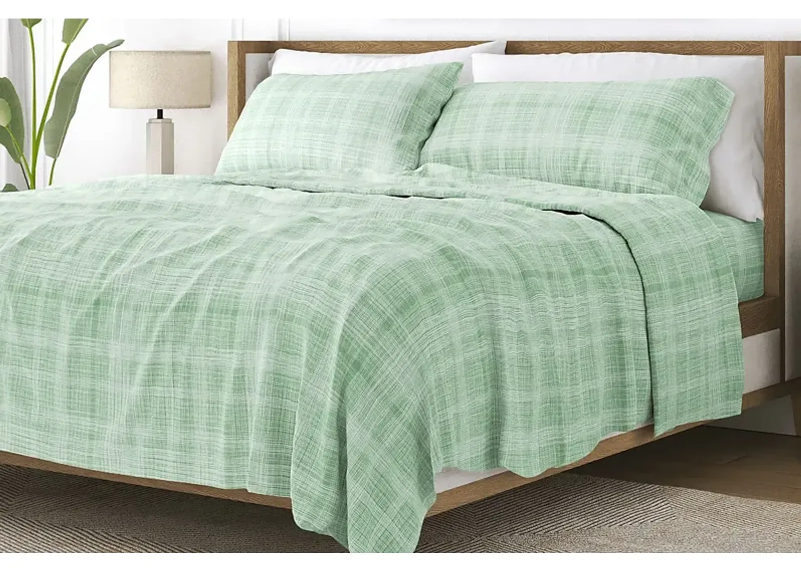 Belden Landing IX Green 4 Pc Queen Bed Sheet Set