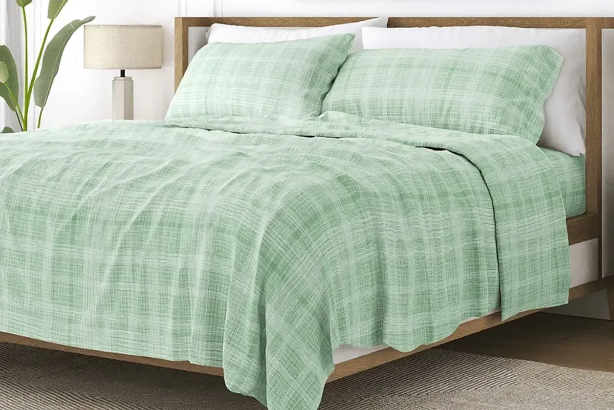 Belden Landing IX Green 4 Pc Queen Bed Sheet Set