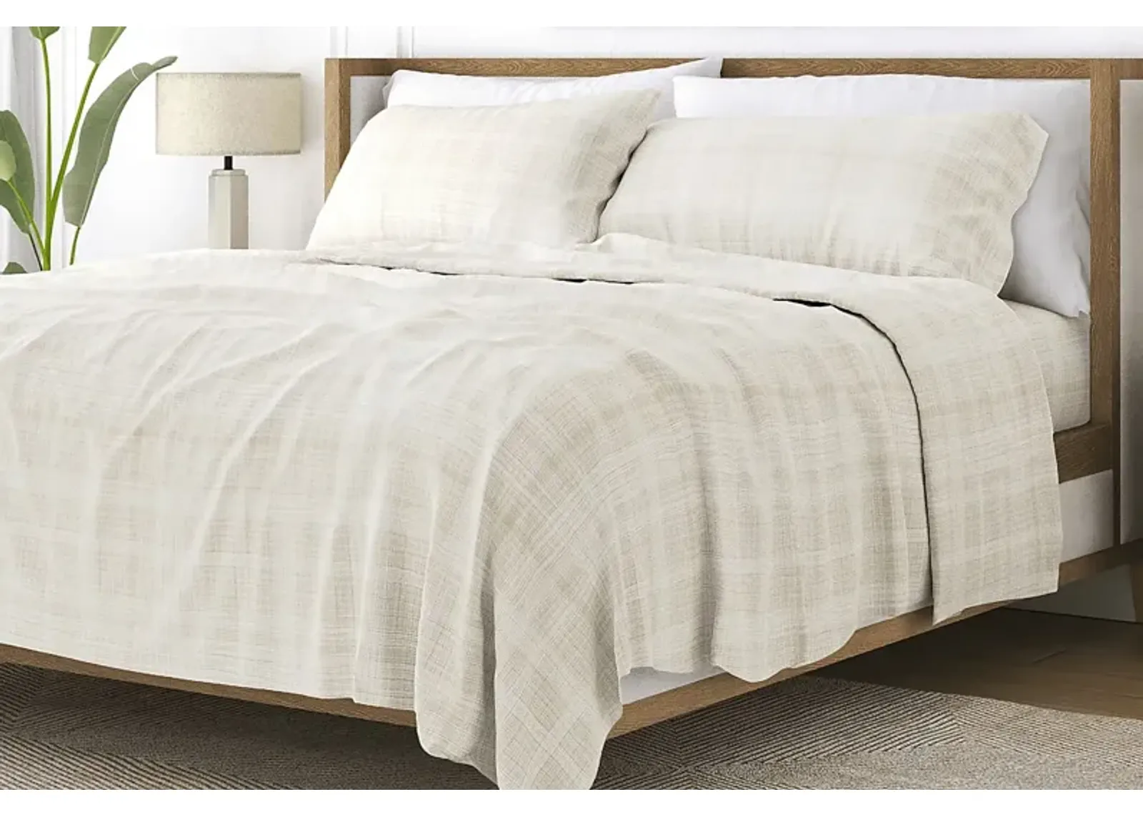 Belden Landing IX Beige 4 Pc Queen Bed Sheet Set