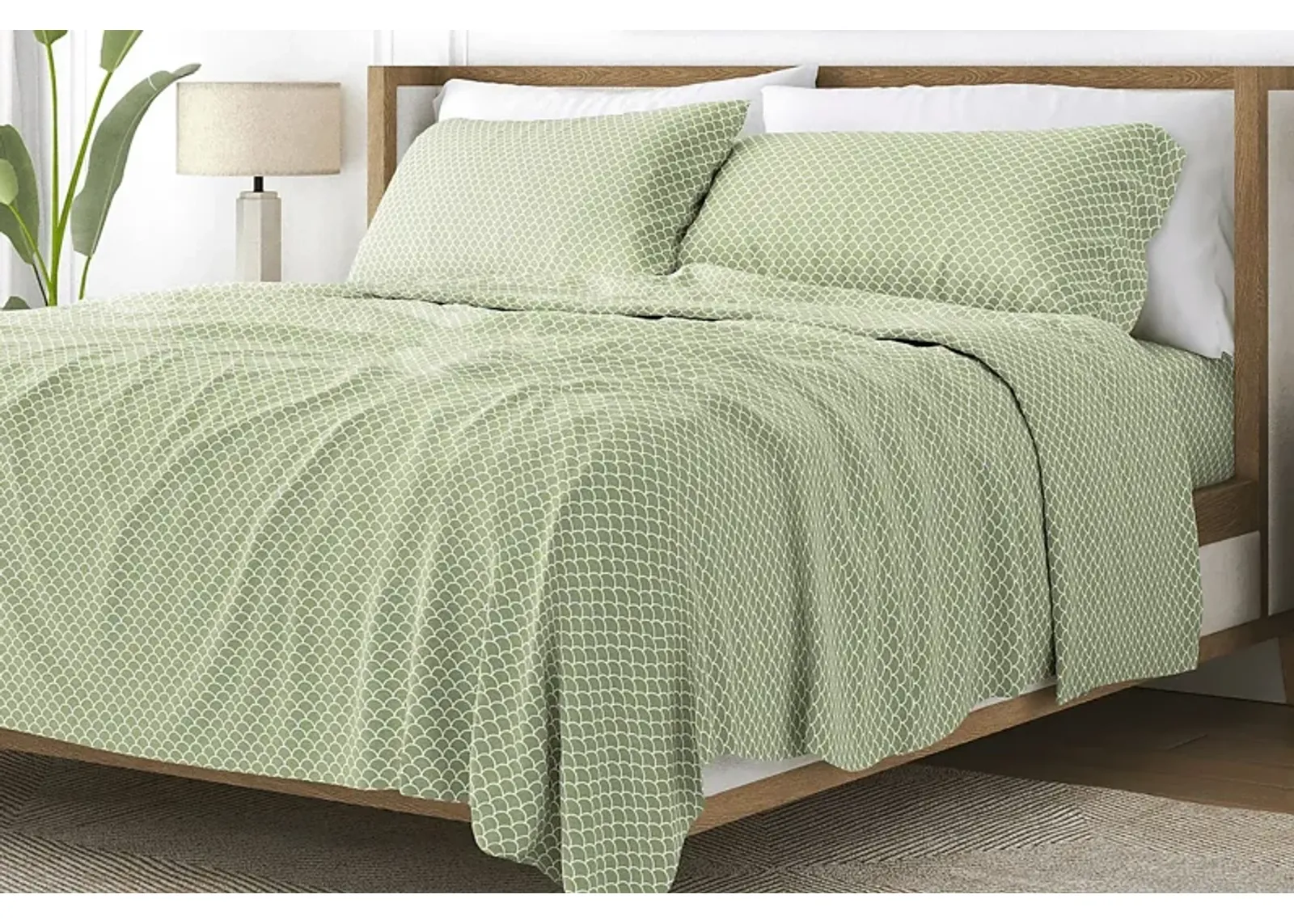 Belden Landing XI Green 4 Pc King Bed Sheet Set