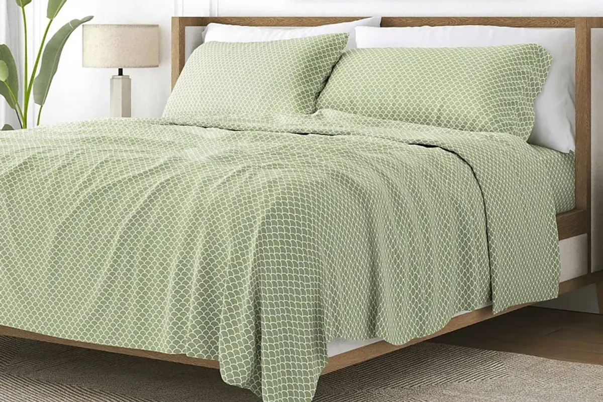 Belden Landing XI Green 4 Pc King Bed Sheet Set