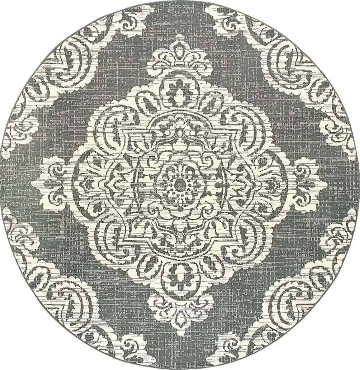 Hamiller Gray 7'10 Round Indoor/Outdoor Rug