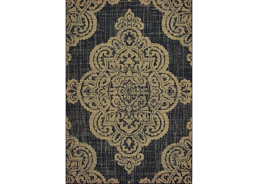 Hamiller Black 6'7 x 9'6 Indoor/Outdoor Rug