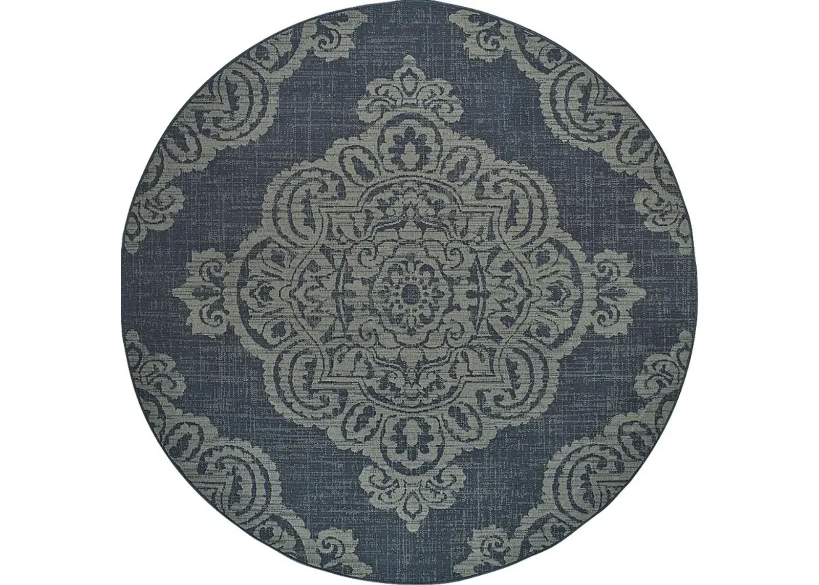 Hamiller Blue 7'10 Round Indoor/Outdoor Rug