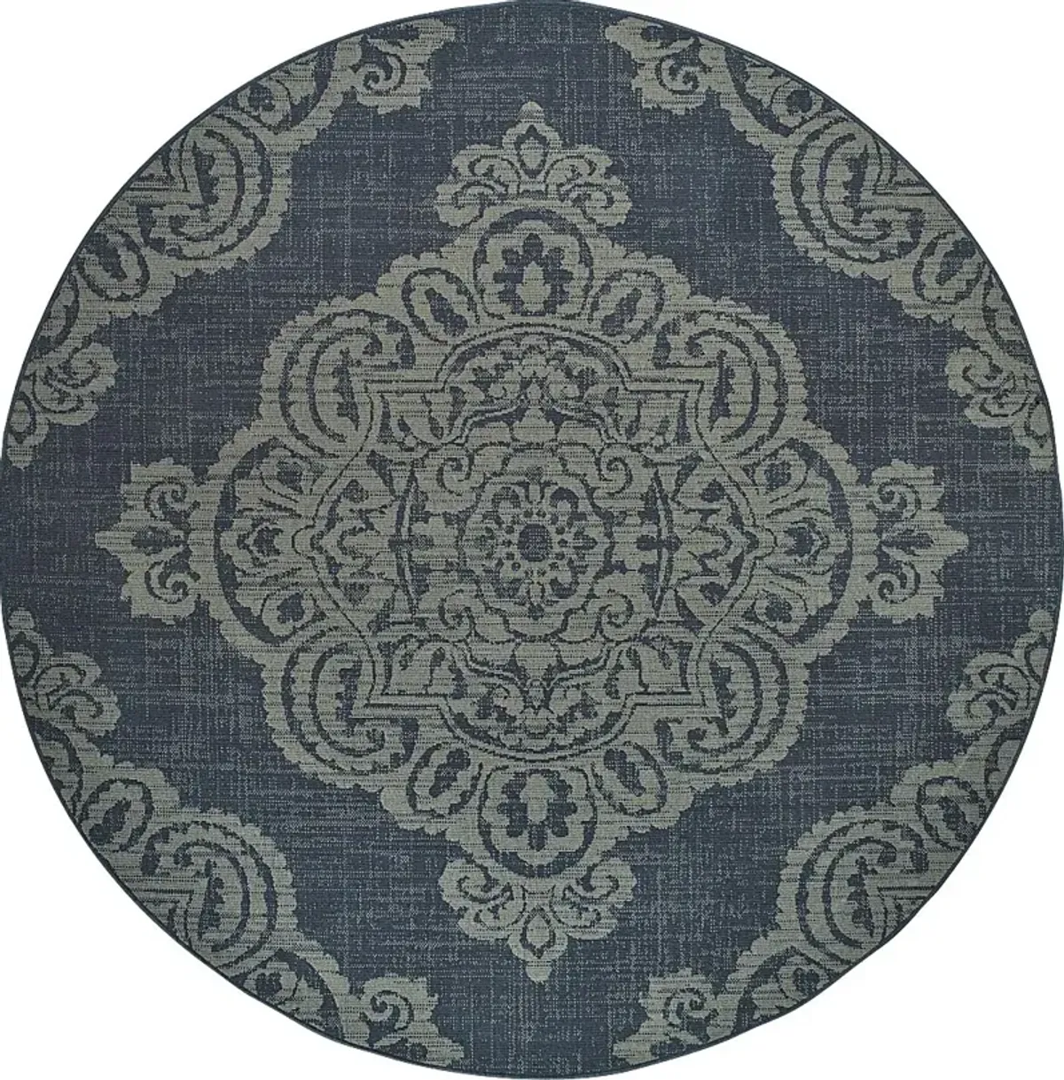 Hamiller Blue 7'10 Round Indoor/Outdoor Rug