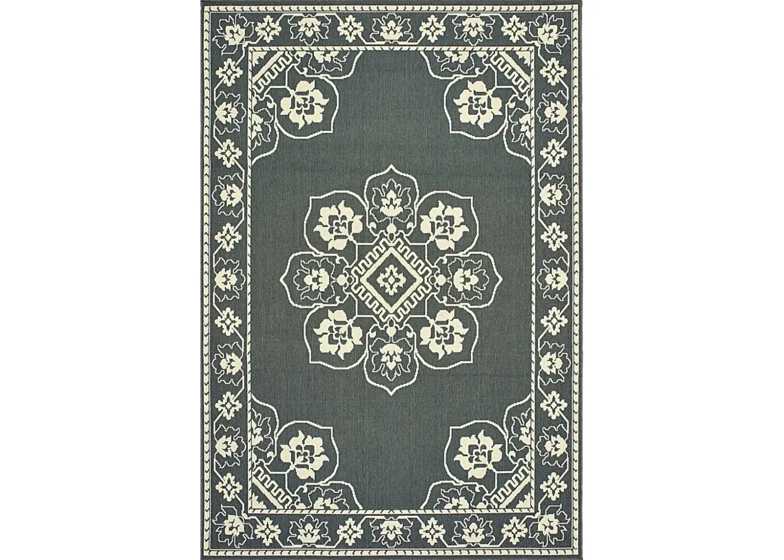 Bassbrook Gray 6'7 x 9'6 Indoor/Outdoor Rug