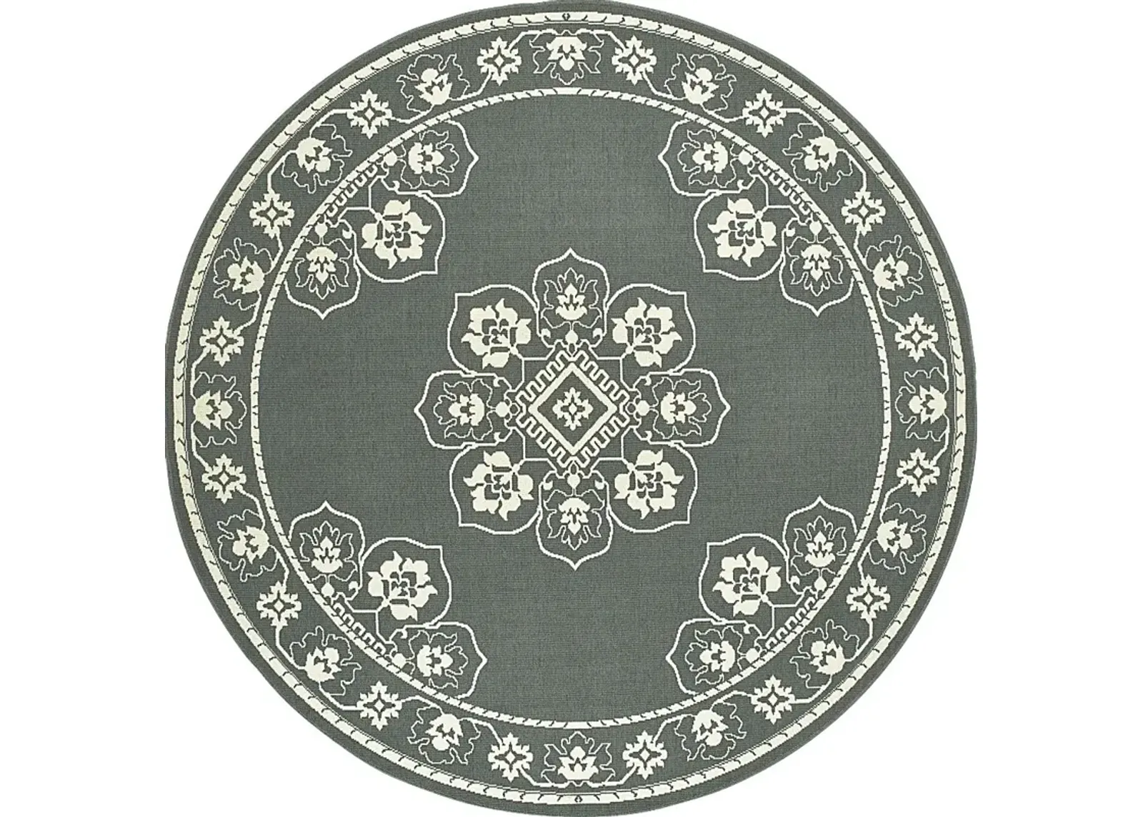 Bassbrook Gray 7'10 Round Indoor/Outdoor Rug