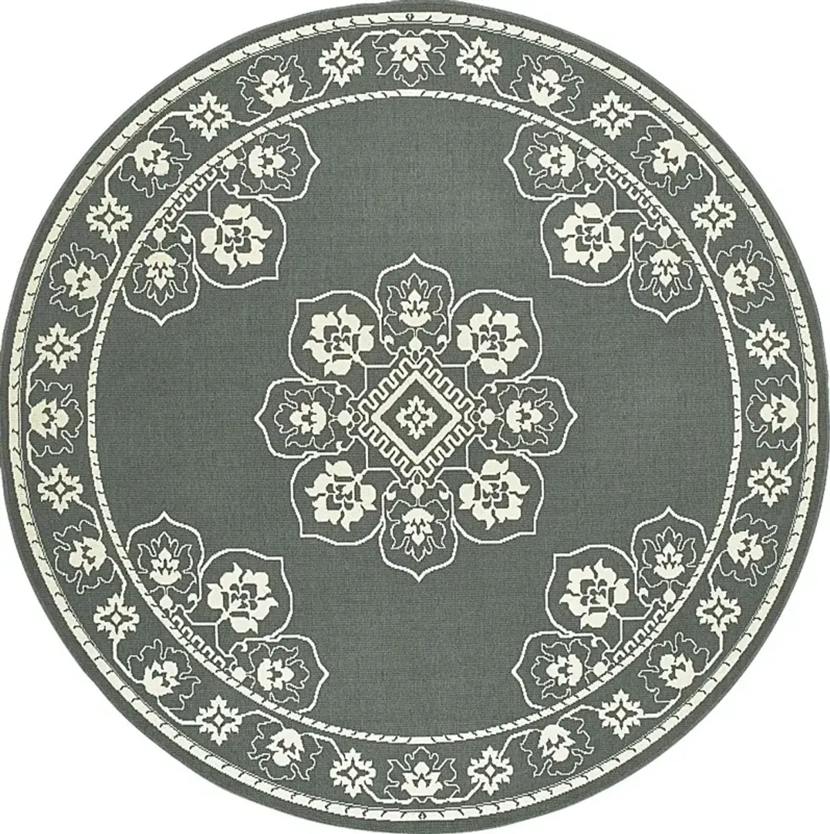 Bassbrook Gray 7'10 Round Indoor/Outdoor Rug