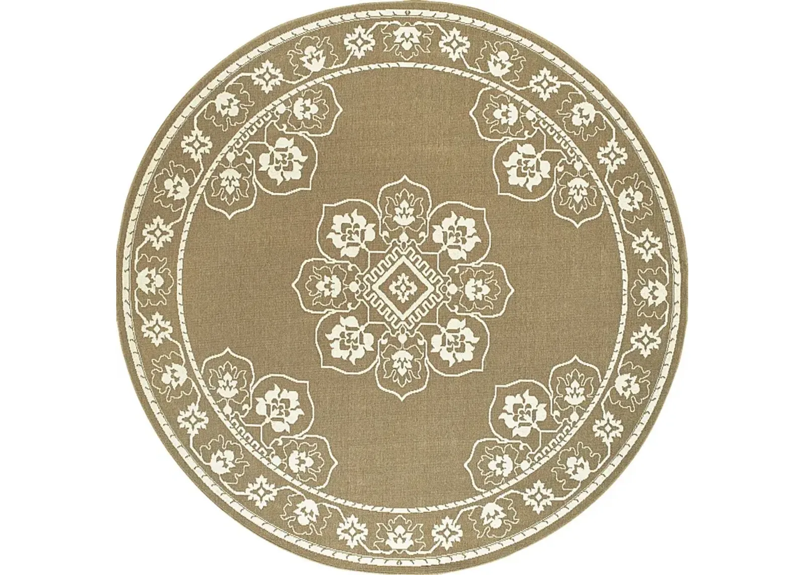 Bassbrook Tan 7'10 Round Indoor/Outdoor Rug