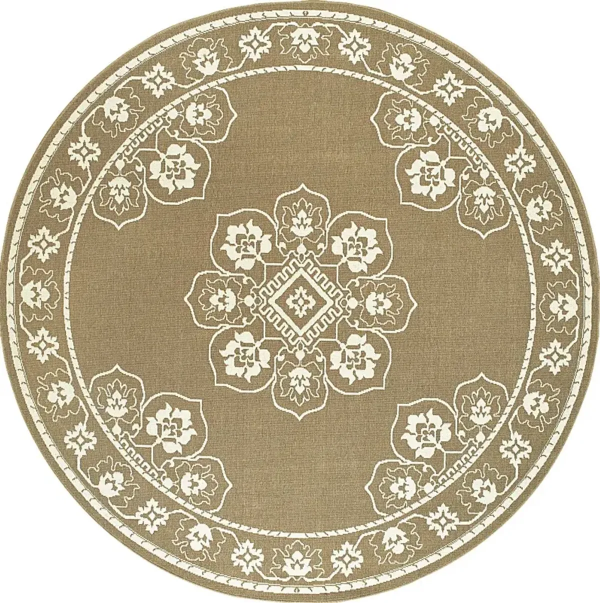 Bassbrook Tan 7'10 Round Indoor/Outdoor Rug