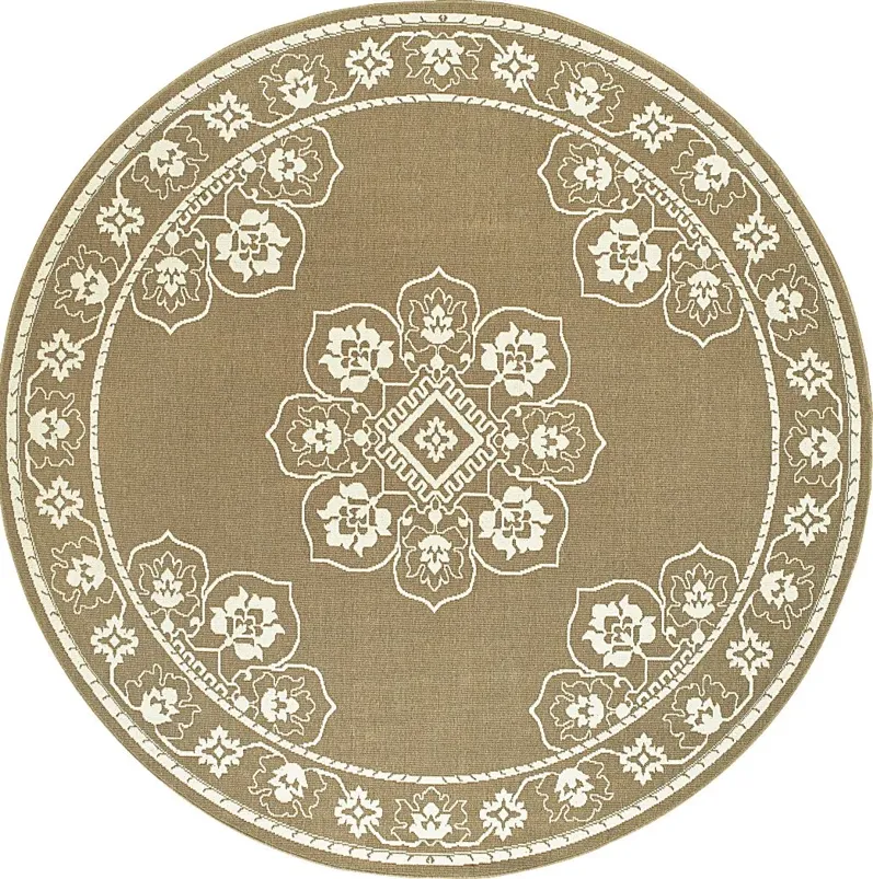 Bassbrook Tan 7'10 Round Indoor/Outdoor Rug