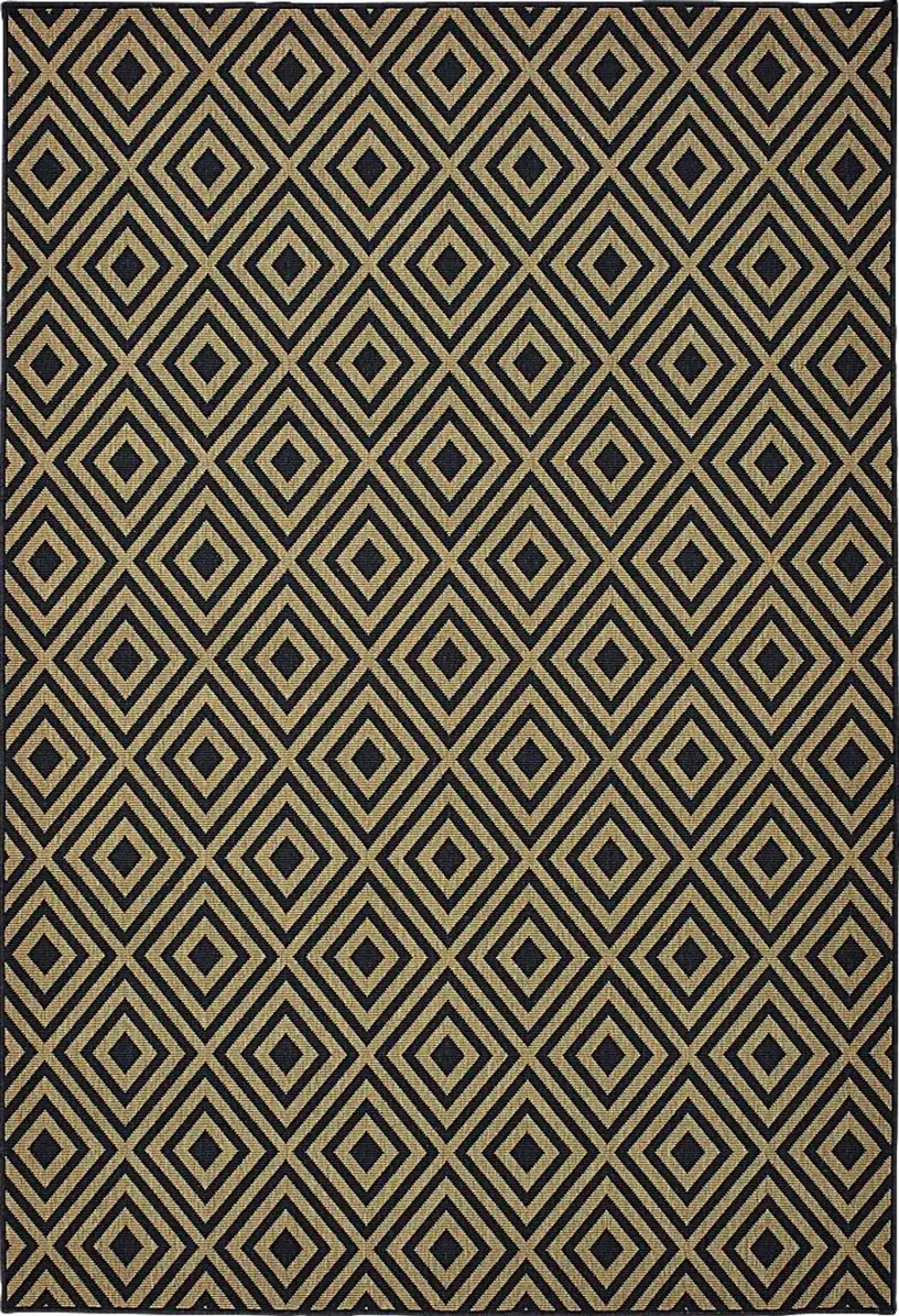 Delores Black 5'3 x 7'6 Indoor/Outdoor Rug