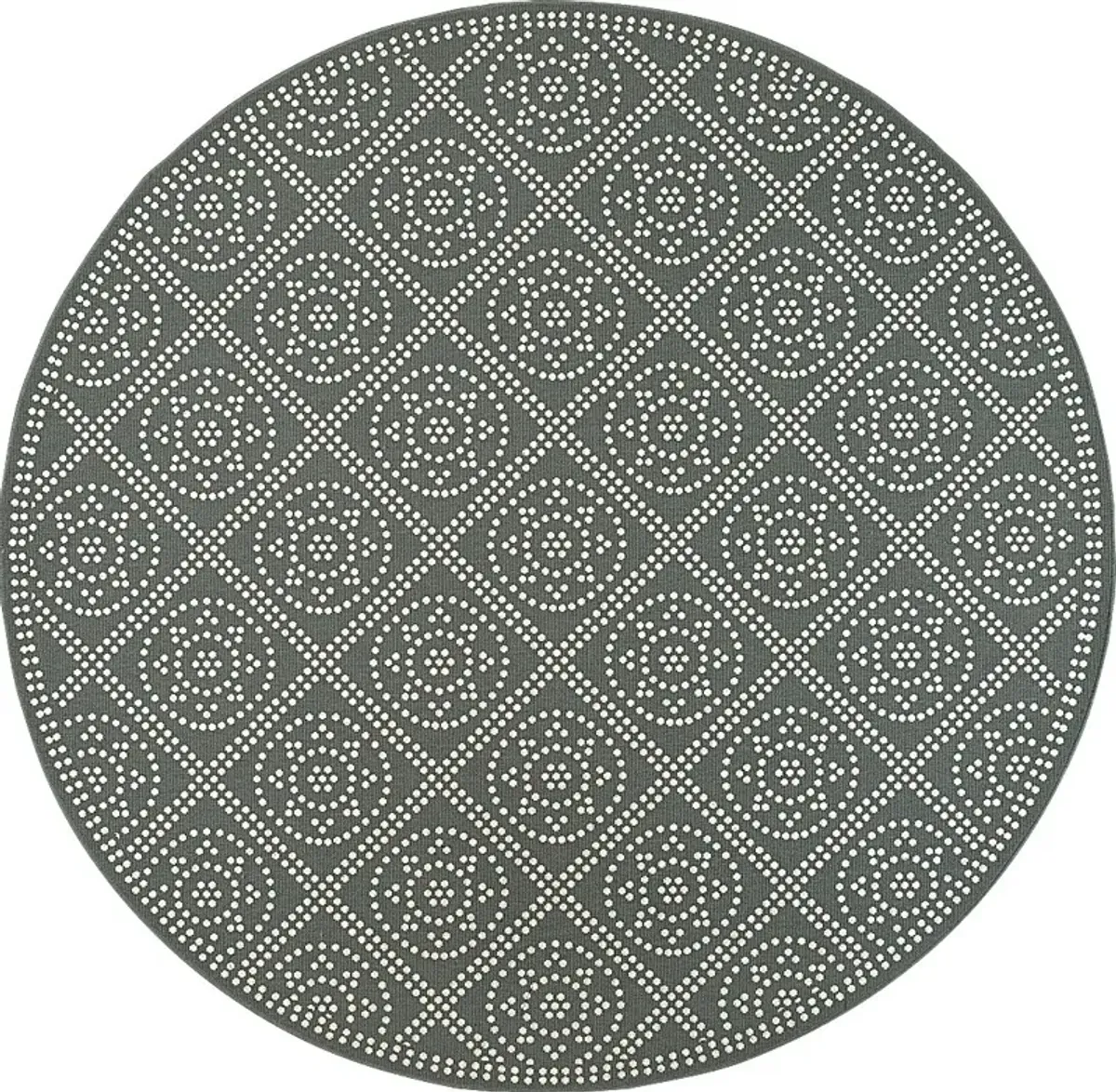 Marlfield Gray 7'10 Round Indoor/Outdoor Rug