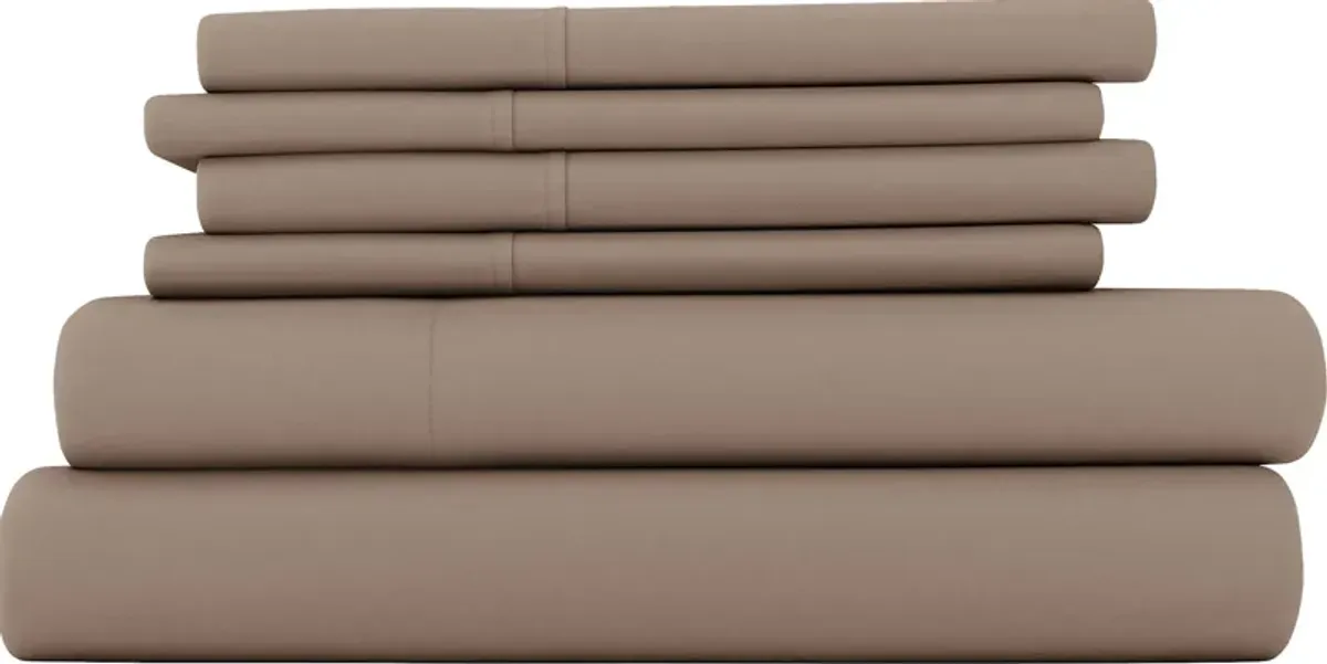 Belden Landing XIII Taupe 6 Pc Queen Bed Sheet Set