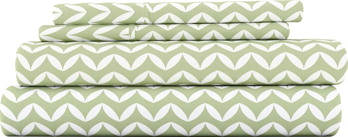 Belden Landing XVII Sage 4 Pc King Bed Sheet Set