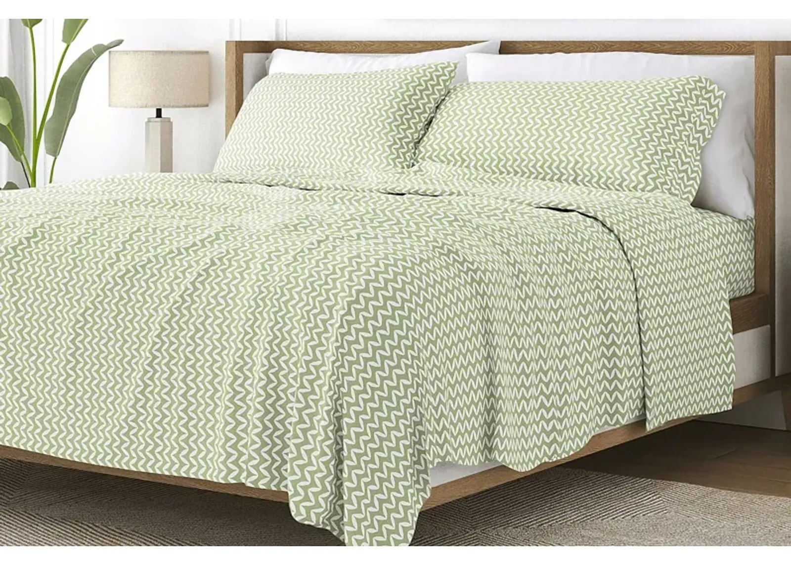 Belden Landing XVII Sage 4 Pc King Bed Sheet Set