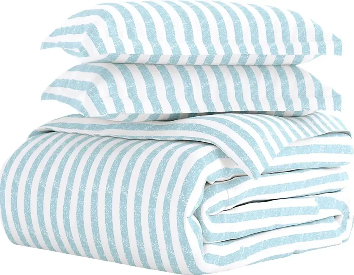 Belden Landing XXI Light Blue 3 Pc Queen Duvet Set