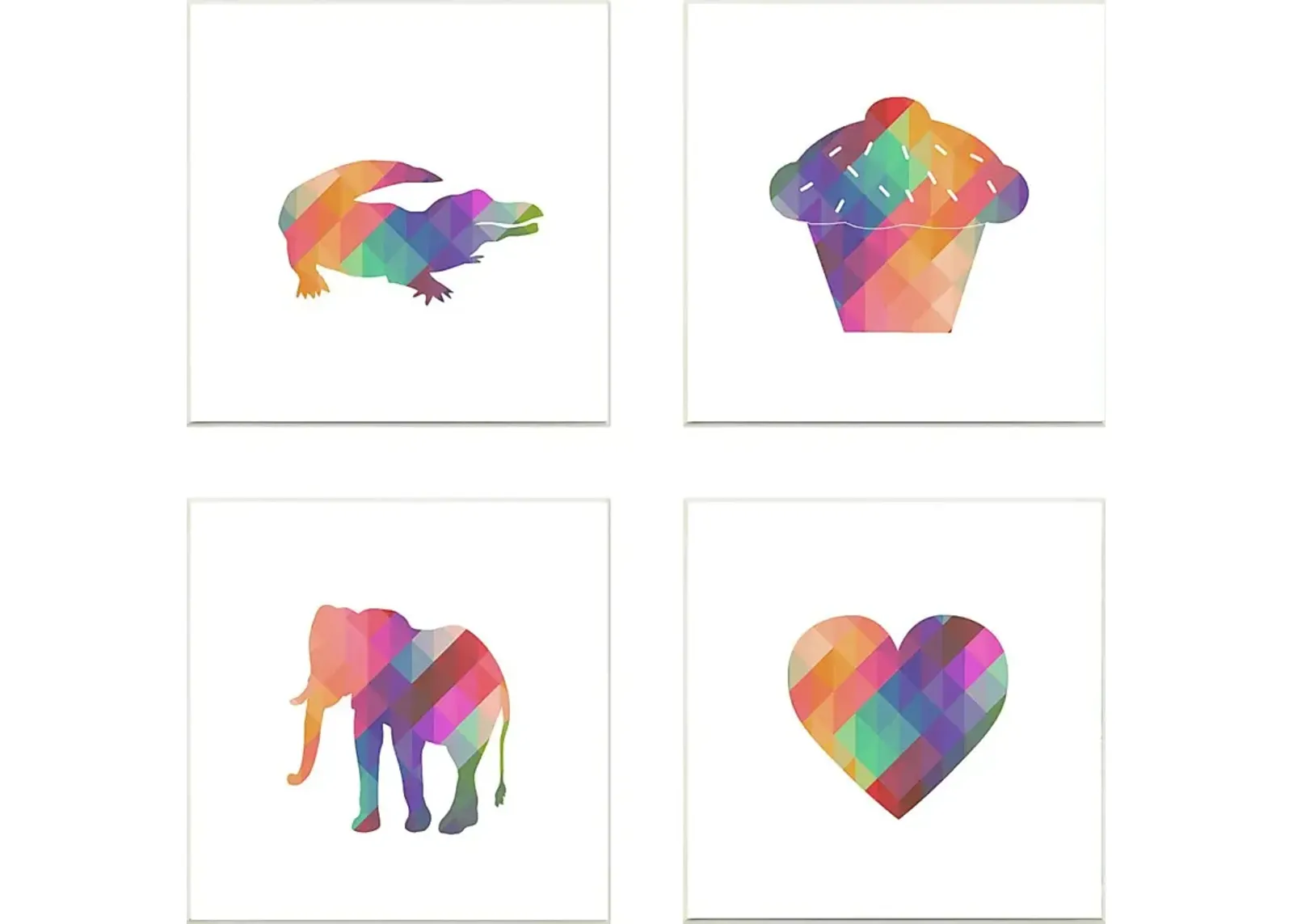 Kids Geometric Rainbow Silhouettes I Set of 4 Artwork