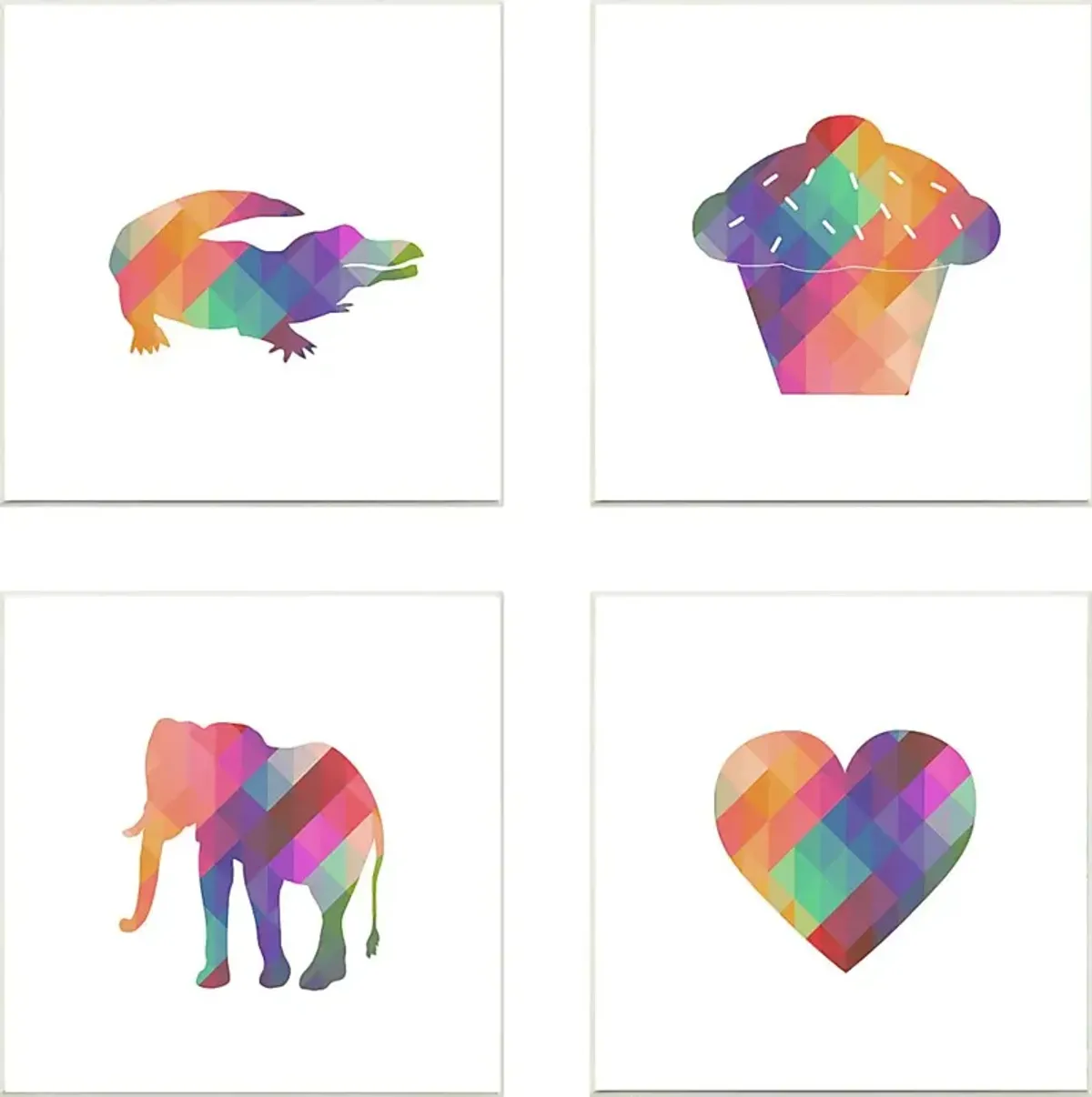 Kids Geometric Rainbow Silhouettes I Set of 4 Artwork