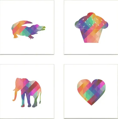 Kids Geometric Rainbow Silhouettes I Set of 4 Artwork