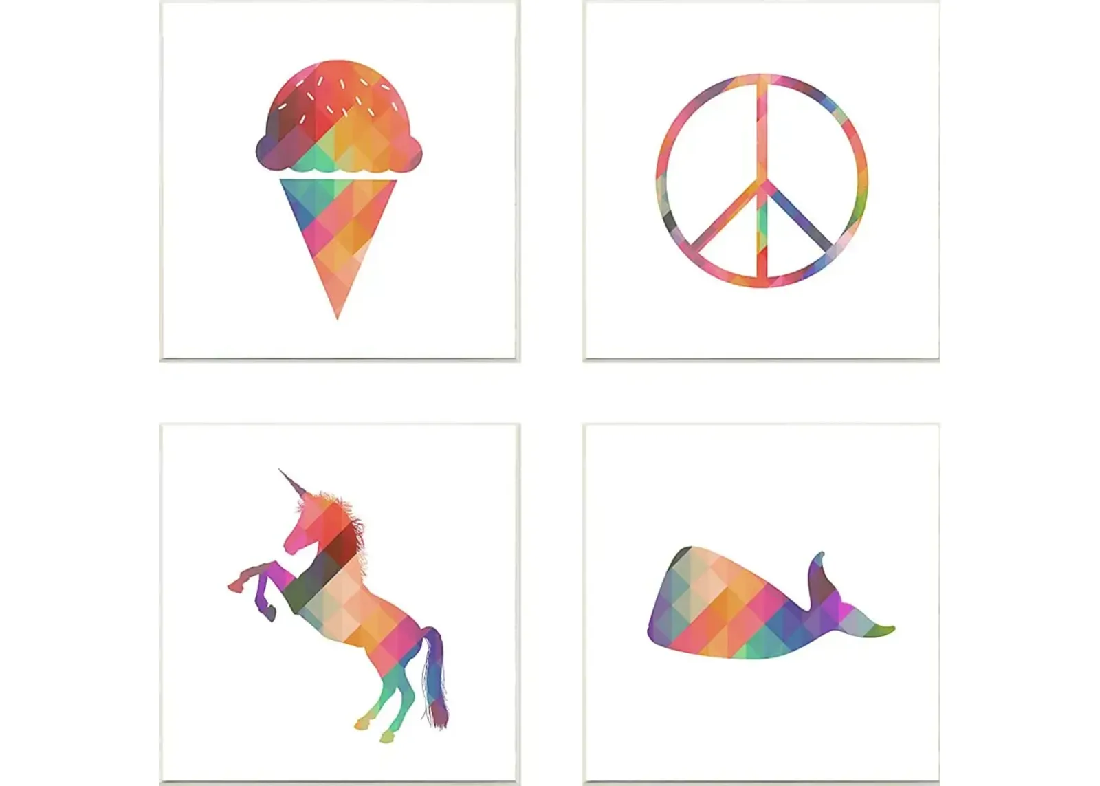 Kids Geometric Rainbow Silhouettes II Set of 4 Artwork