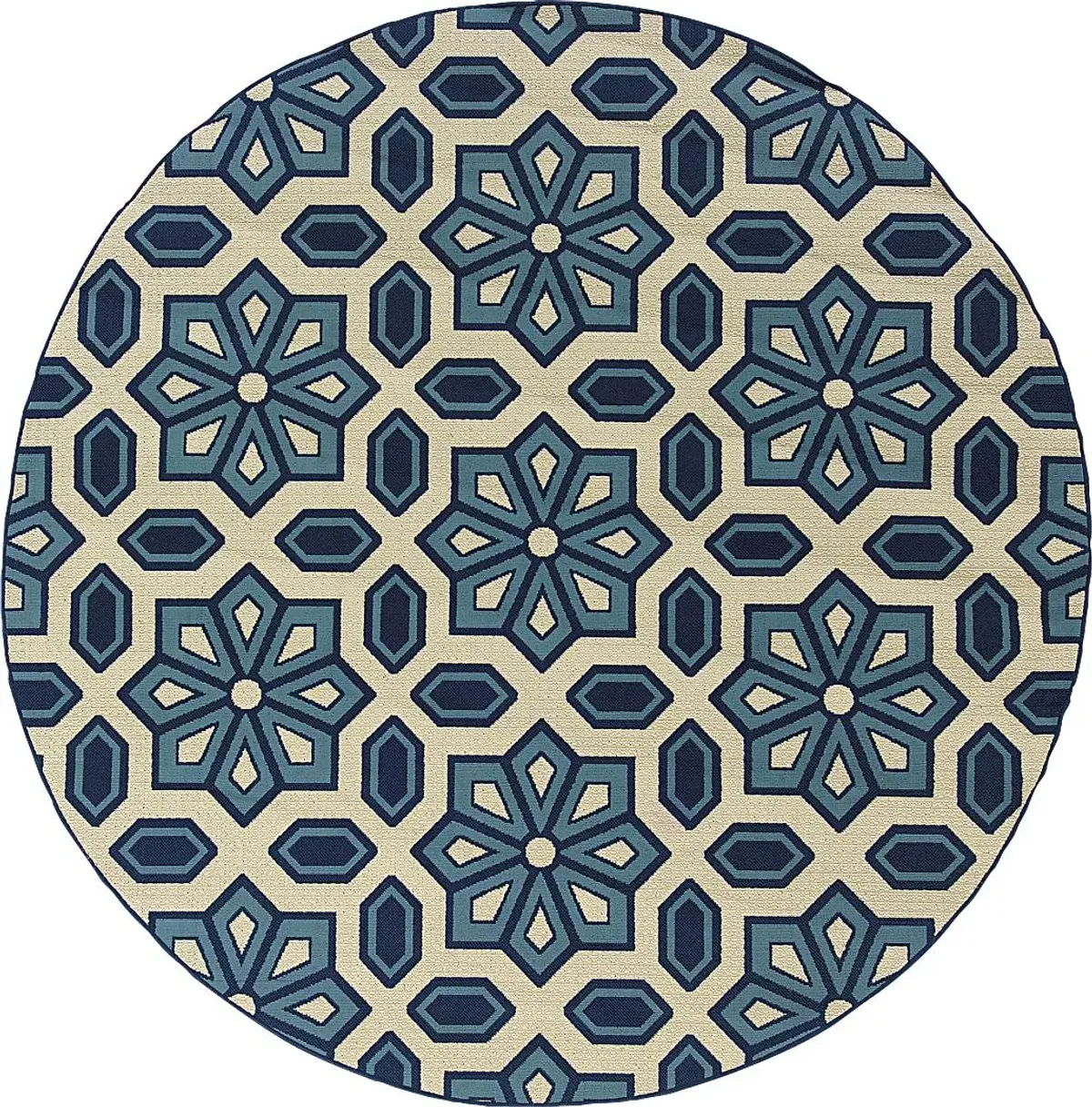 Marisela Blue 7'10 Round Indoor/Outdoor Rug