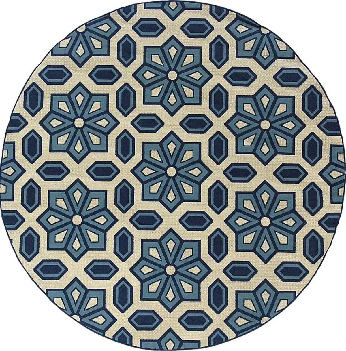 Marisela Blue 7'10 Round Indoor/Outdoor Rug