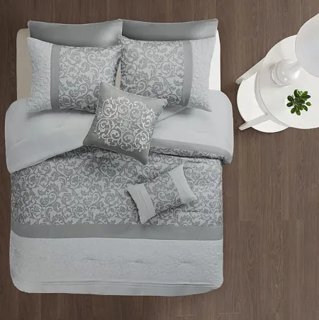 Hafnor Gray 8 Pc Queen Comforter Set
