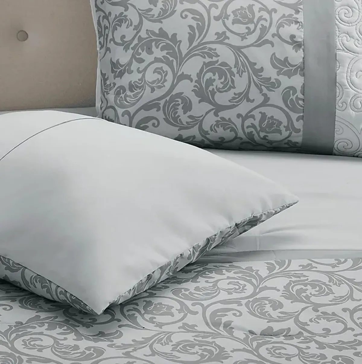 Hafnor Gray 8 Pc Queen Comforter Set