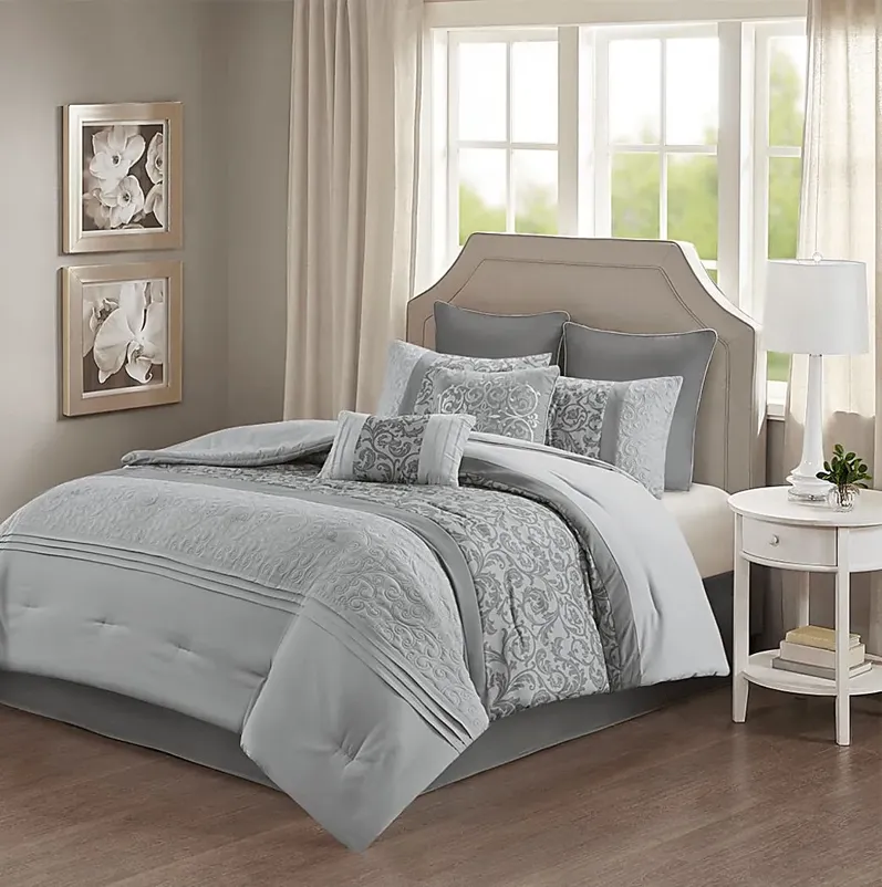 Hafnor Gray 8 Pc California King Comforter Set