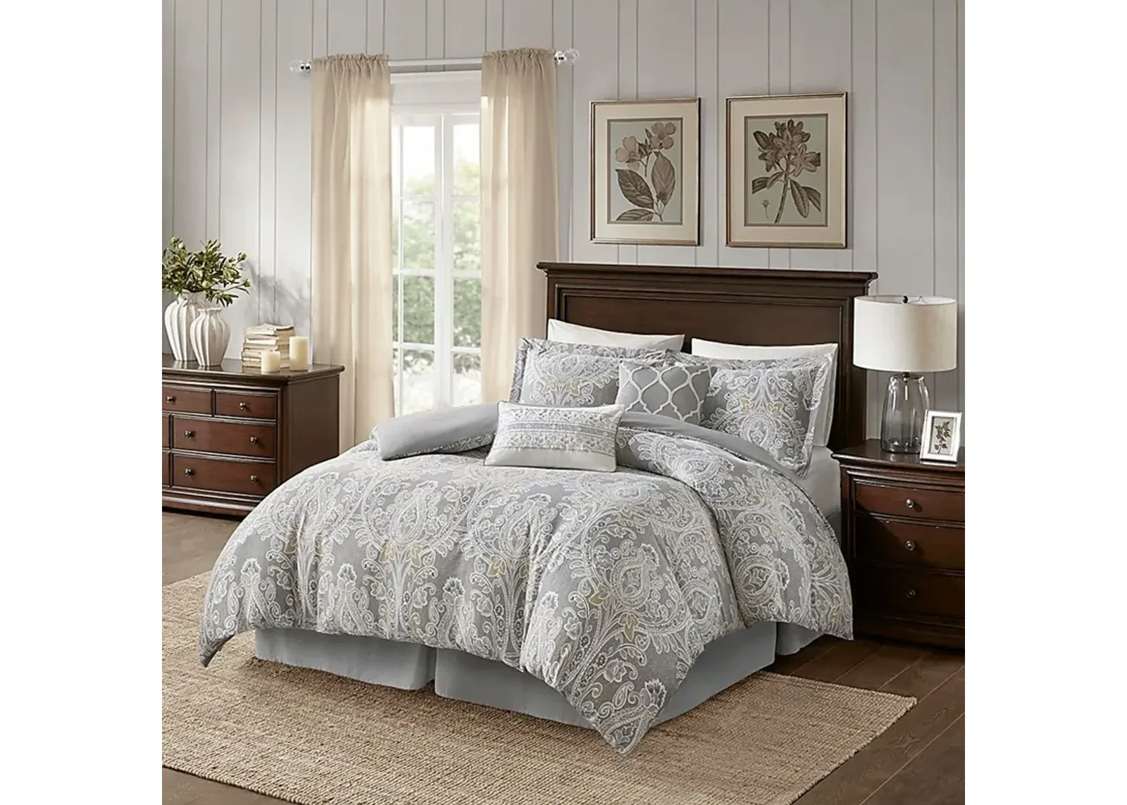 Lulon Gray 6 Pc Full Comforter Set