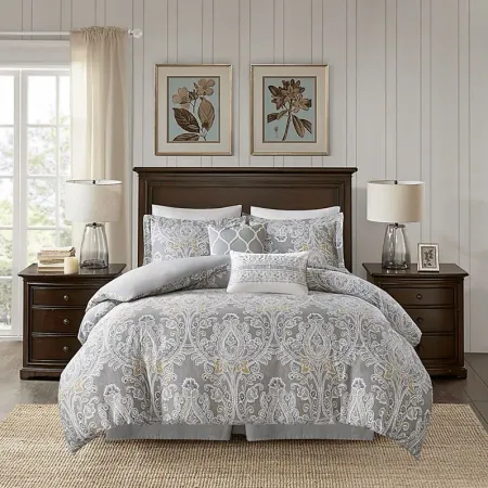Lulon Gray 6 Pc Queen Comforter Set