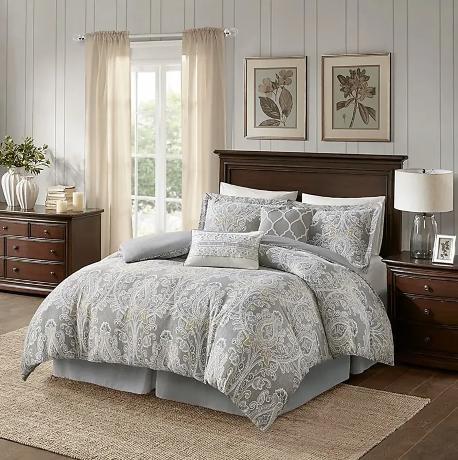 Lulon Gray 6 Pc Queen Comforter Set