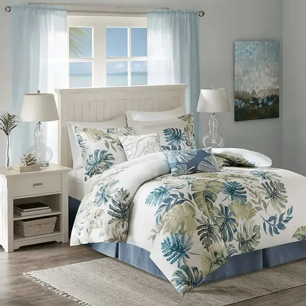 Magoword White Green 6 Pc Full Comforter Set