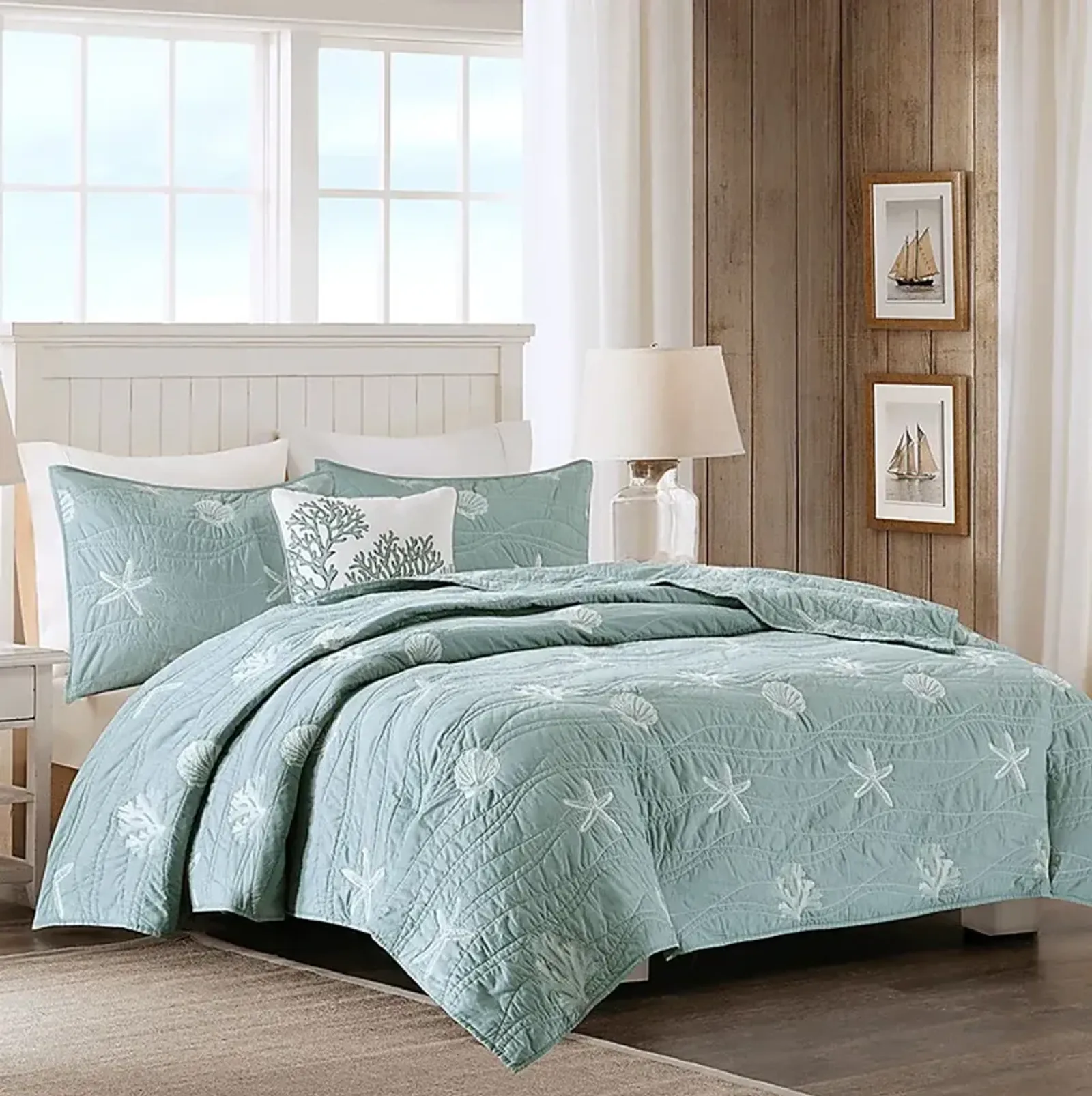 Mahaska Seafoam 4 Pc Full/Queen Coverlet Set