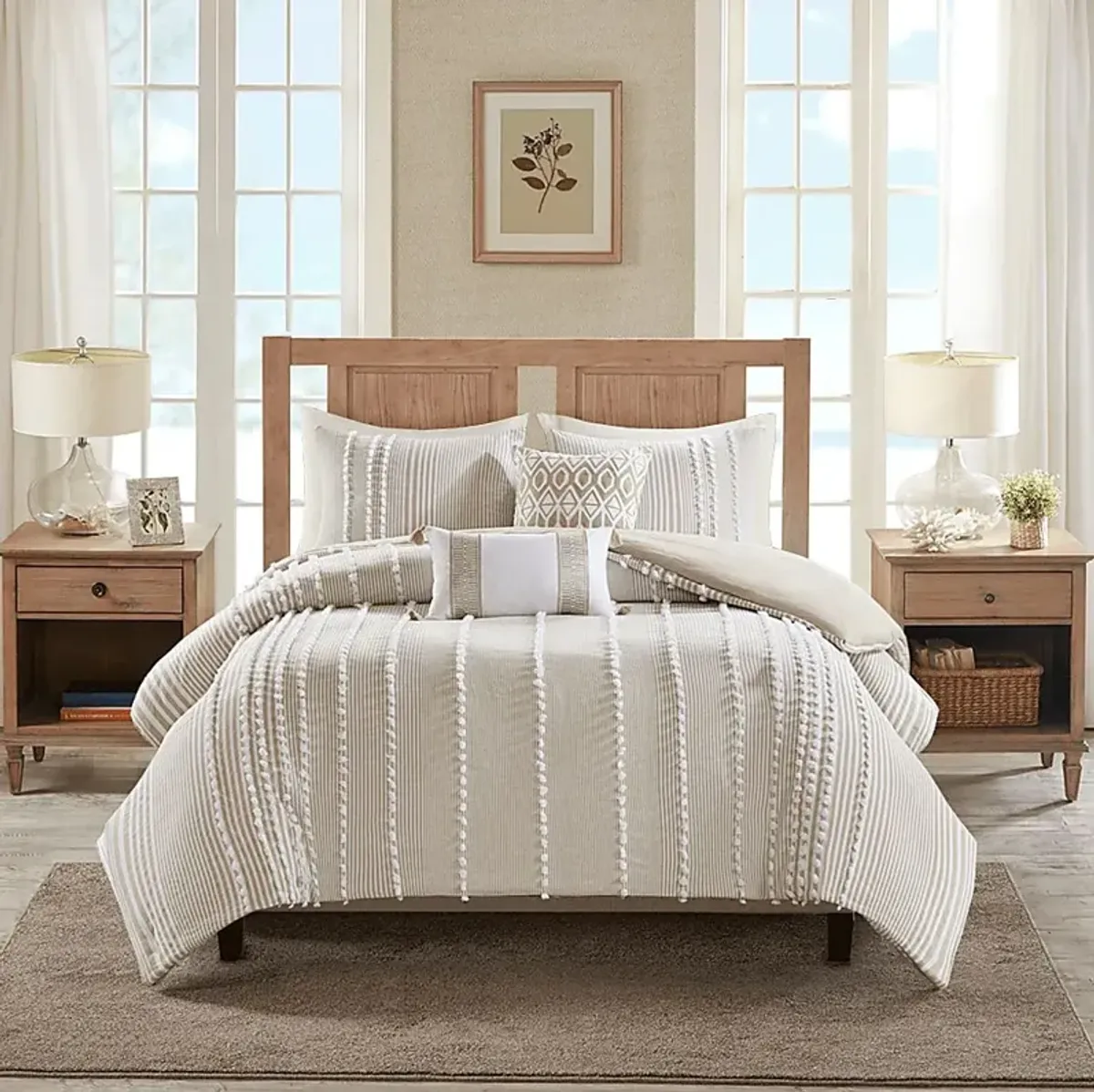 Lackender Taupe 3 Pc Full/Queen Duvet Set