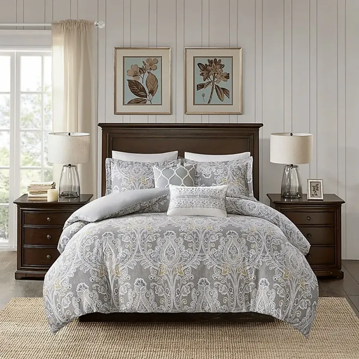 Lulon Gray 5 Pc Full/Queen Duvet Set