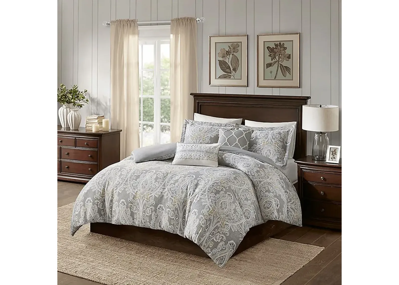 Lulon Gray 5 Pc Full/Queen Duvet Set