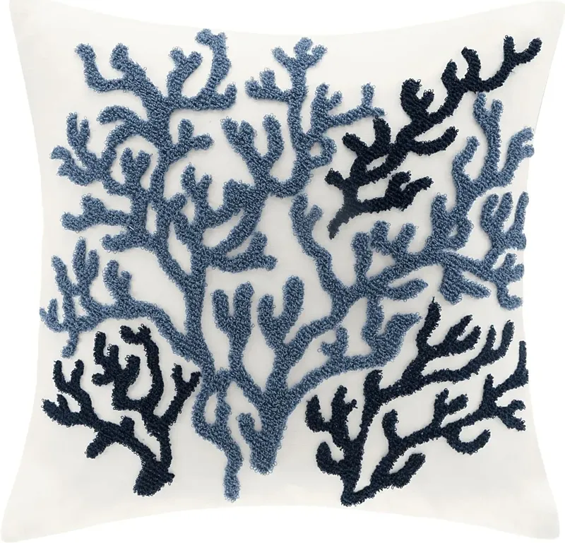 Penfro White Blue Accent Pillow