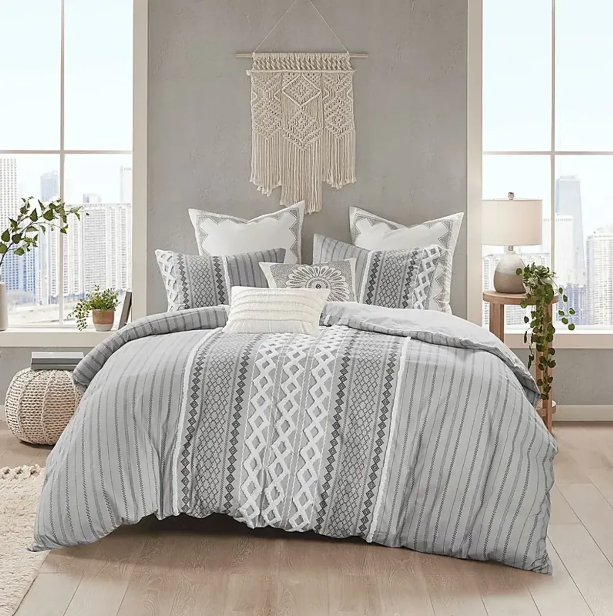 Plaen Gray 3 Pc Full/Queen Comforter Set