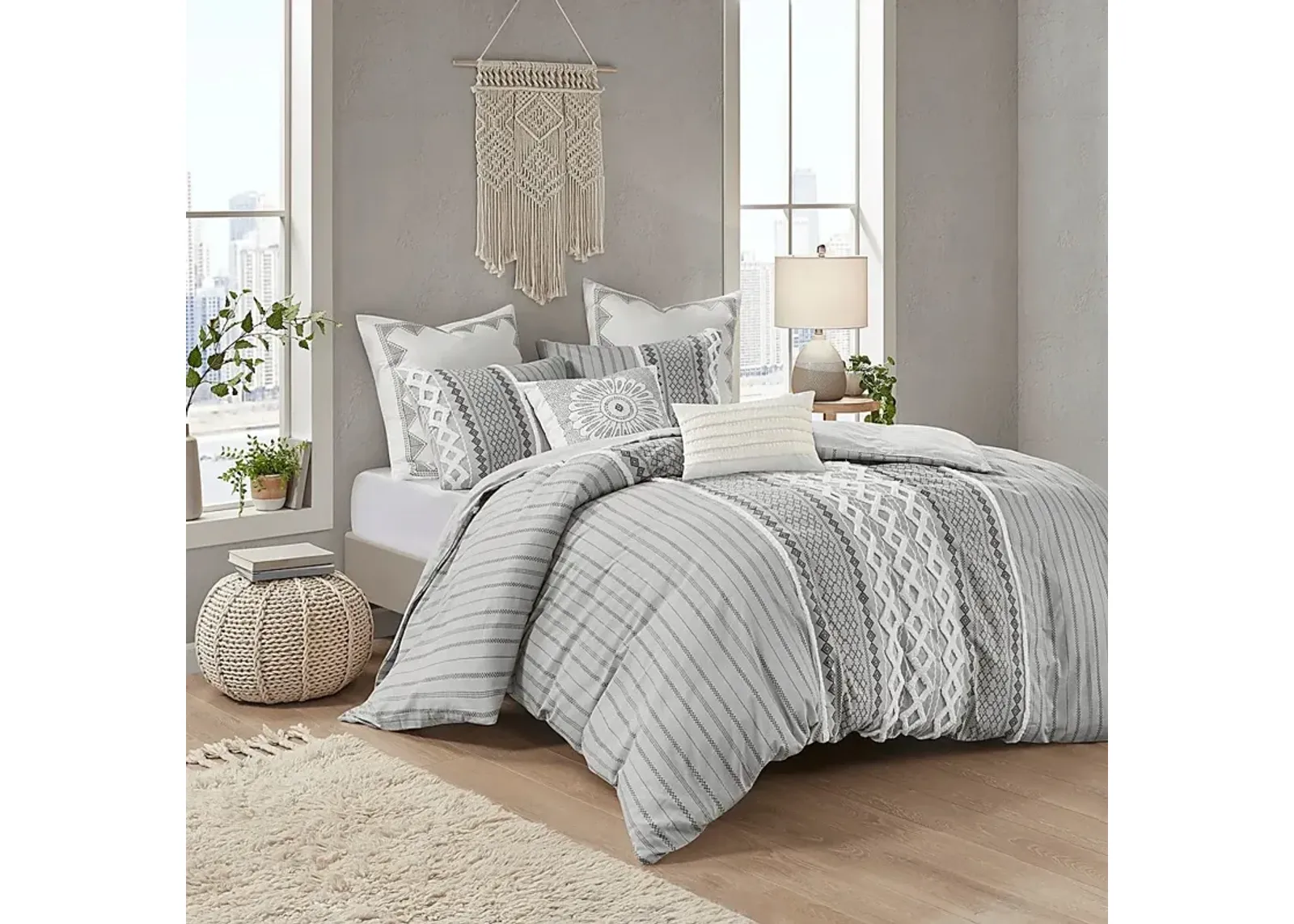 Plaen Gray 3 Pc Full/Queen Comforter Set