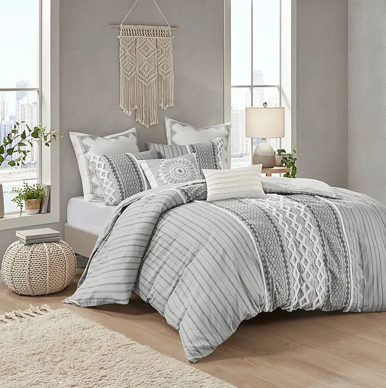 Plaen Gray 3 Pc Full/Queen Comforter Set