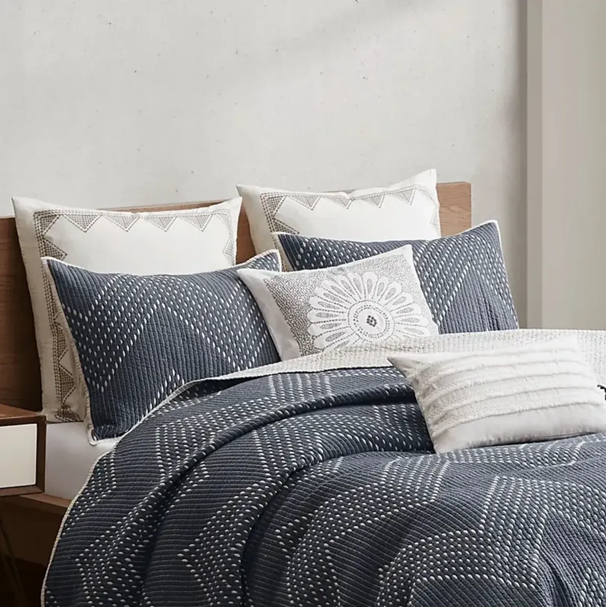 Slothower Navy 3 Pc Full/Queen Coverlet Set