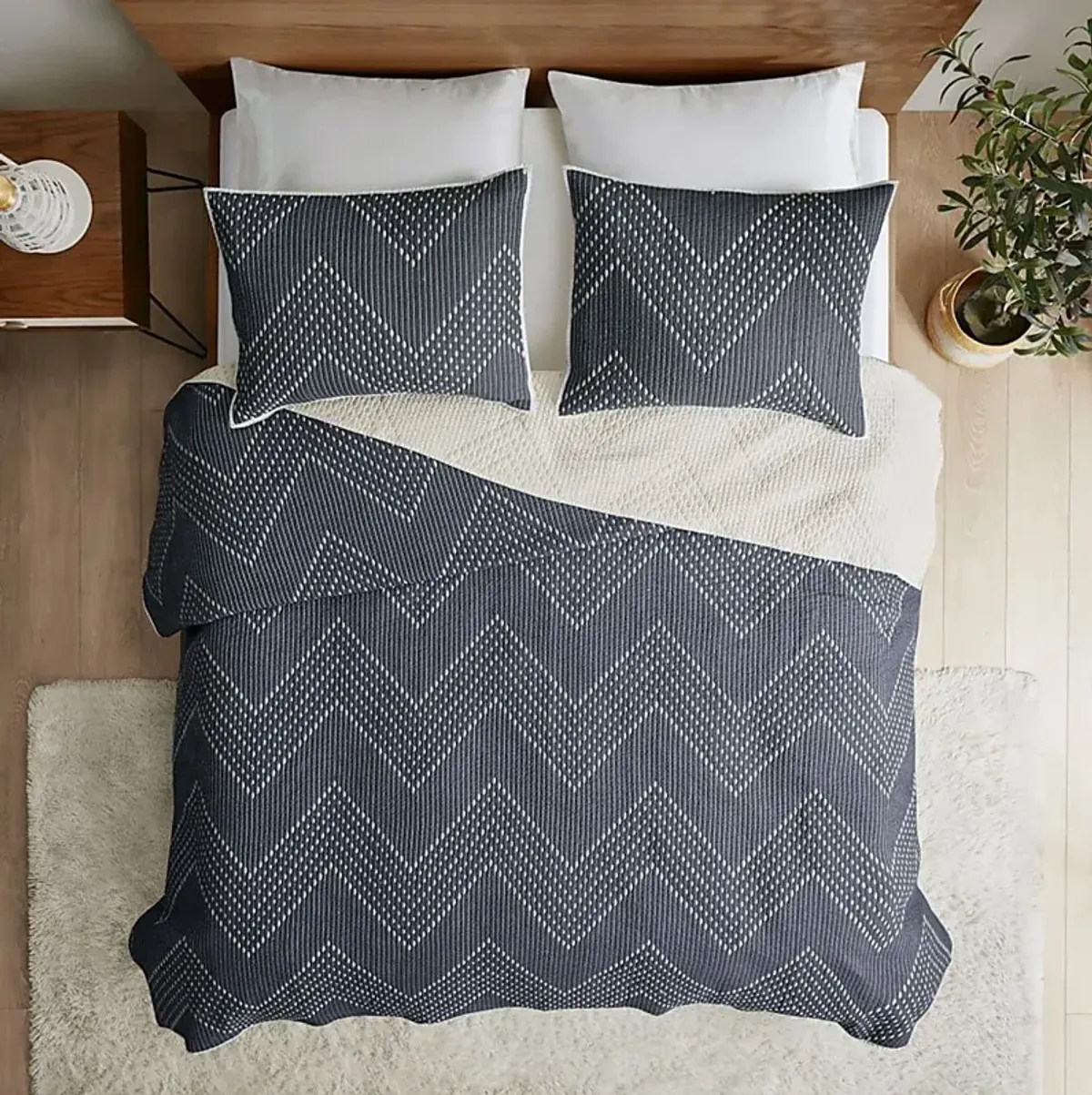 Slothower Navy 3 Pc Full/Queen Coverlet Set