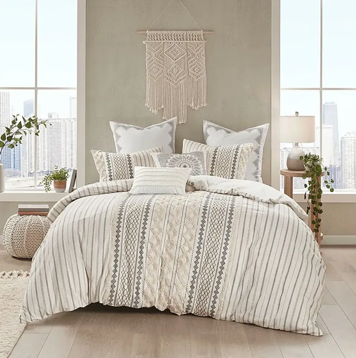 Plaen Ivory 3 Pc Full/Queen Duvet Set