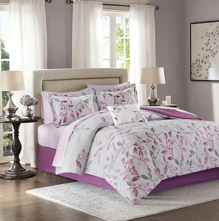 Palmyra Purple 9 Pc Queen Comforter Set