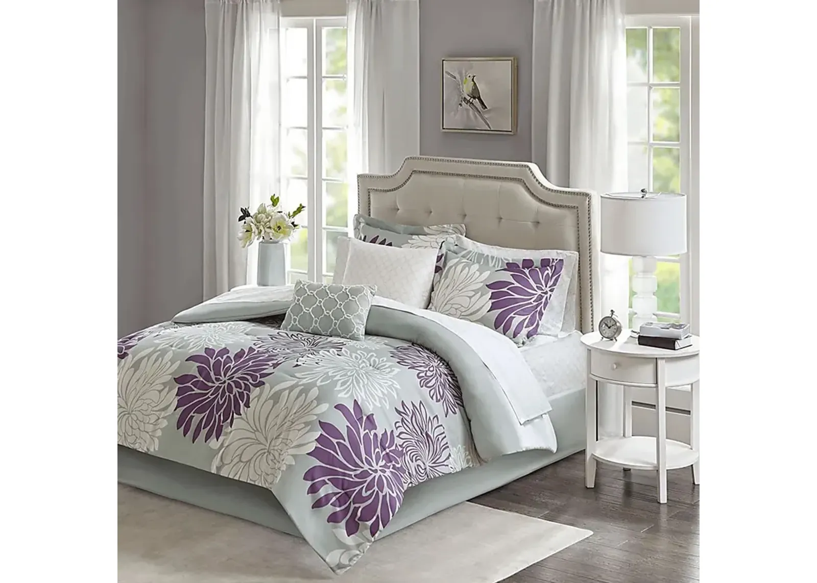 Papania Purple 9 Pc Queen Comforter Set