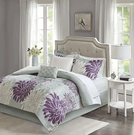 Papania Purple 9 Pc California King Comforter Set